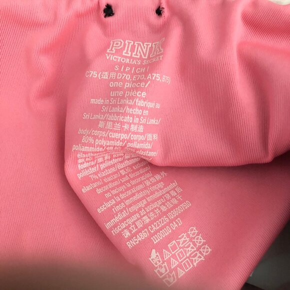 PINK Victoria's Secret Black Lace Up Swimsuit Maillot Size S - Picture 8 of 8